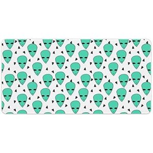 Groene Alien Hoofd Mode Bureau Muismat Antislip Gaming Muismat Accessoires Decor 30x60cm