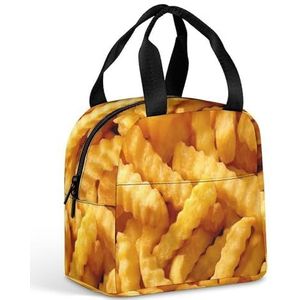 Crinkle Cut Crispy Golden Fried Chips Geïsoleerde Lunch Tas Herbruikbare Lunchbox Koeler Maaltijd Prep Tote Organizer voor Vrouwen Mannen Picknick Wandelen