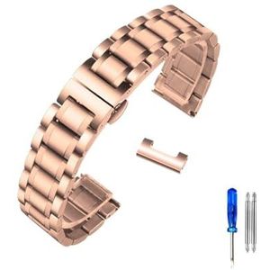 LQXHZ Gebogen Uiteinde Roestvrijstalen Horlogeband Compatibel Met Tissot 1853 T035 14/16/17/18/22/24 Mm Horlogeband Dames Heren Bandarmband (Color : Rose Gold-Flat, Size : 18mm)