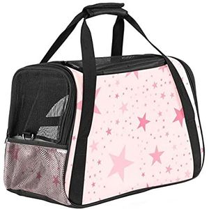 Pet Travel Carrying Handtas, Handtas Pet Tote Bag voor Small Dog and Cat Stars Pink