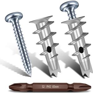 Pesfehhy Zelfborende Gipsplaatankers, Hollewandanker en Schroefset, Gipsplaatschroeven, 25 Stuks Zware Metalen Muurankers