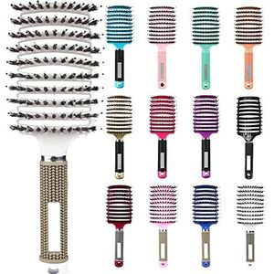 My Sensory Space Detangling Hairbrush, Magical Brush Detangler, Detangler Bristle Nylon haarborstel, gebogen en geventileerde ontwarrende haarborstel (kleur: wit)