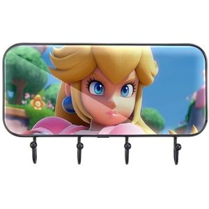 JINANSTAR voor Princess Peach Premium zelfklevende sleutelhouder - gehard folie en ijzeren haken - 22 x 10 cm - Elegante en functionele wandorganizer - Eenvoudig te installeren, stijlvolle kapstok