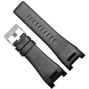 dayeer Lederen horlogeband voor Diesel DZ1216 DZ1273 DZ4246 DZ4247 DZ287 Horlogeband Polsband Armband (Color : B-black-silverbuckle, Size : 32mm)