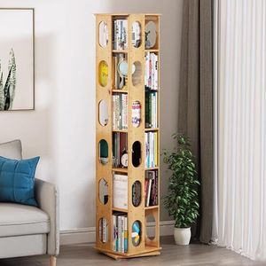 HRTLSS 360 roterende boekenplank, vloerstaande hoek opbergplank showcase, voor kleine ruimte met opslag en creatieve meerlaagse planken, tijdschrift en boeken voor slaapkamer, woonkamer, studeerkamer