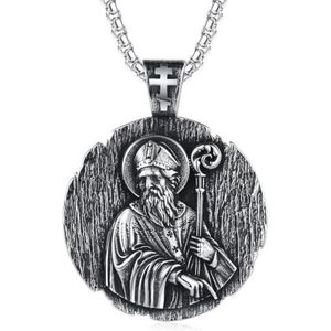 Heren St. Christopher hanger bescherming ketting, gepersonaliseerde roestvrijstalen kruis katholieke amulet medaille sieraden talisman cadeau for vrouwen mannen