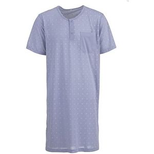 Lucky Herennachthemd met korte mouwen, effen, met borstzak, slaapshirt, maat M-XXL, grijs, L