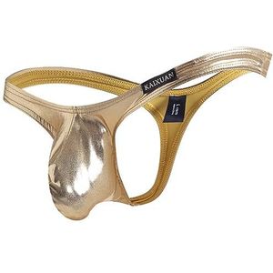 UIWFJEH Hete heren string G-ondergoed heren sexy lingerie mannen prestaties sexy string lage taille erotische slip, Goud, M