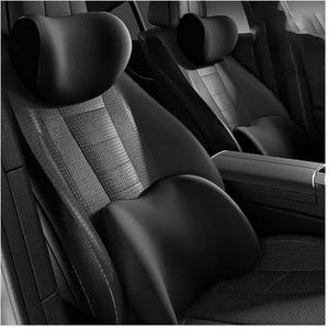 Auto Lendensteun Nekkussenset Voor Tesla Model Y 2021-2025, Autostoel Hoofdsteun Lendenkussen Pijnverlichting Comfortabele Accessoires,A/Black