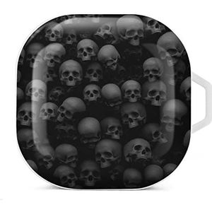 Zwart hoesje met doodskop oordopjes compatibel met Samsung harde beschermhoes in witte stijl