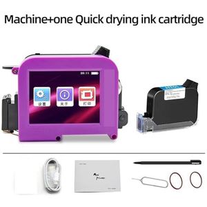 Mini draagbare handheld etikettenprinter Productiedatum QR-code Flessendop Verpakking Niet-vervagende codeermachine,Soepele werking(Printer-1 Ink)