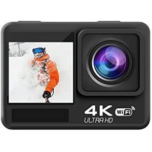 KOZWAY Actiecamera Actiecamera 4K 60FPS Camera's 24MP 2.0 Touch LCD 4X EIS Dual Screen Waterdichte Afstandsbediening Webcam Sport Video Recorder (Grootte: Optie 3, Kleur: Dual Screen S9 Pro)