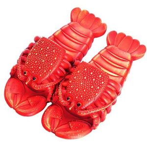 Hrnums Kreeft Slippers voor Vrouwen Mannen Outdoor Sandalen Antislip Badkamer Zachte Wolk Bass Slides rivierkreeft Sandalen, Rood, 11/12 UK Men/ 12/13 UK Women