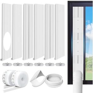 LINGKY draagbare airco raamafdichtingsset, geschikt voor afvoerslangen van circa 13 cm en 15 cm, verstelbare lengte van 43 tot 225 cm, raamset voor mobiele airco (maximale lengte 100 cm)