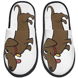 LZNJZ Pantoffels voor heren en dames, bruine lange cartoon hondenpantoffels | Zacht, warm, lichtgewicht, Zoals getoond, Medium