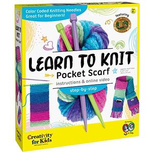 Creativity for Kids Leren om zakdoek te breien - DIY breipakket voor beginners, kinderen knutselset