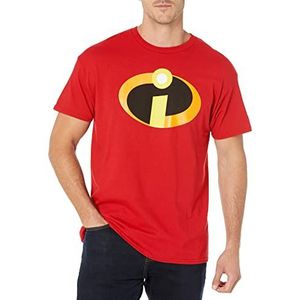 Disney Heren The Incredibles Logo Basicon T-shirt, Rood, L