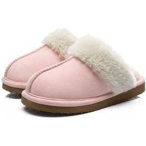 Bont Slippers Vrouwen Winter Huis Schoenen Warme Korte Pluche Slippers Mode Pluizige Suède Slippers, PINK, 44-45