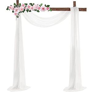 RESOYE Drapeergordijn voor bruiloftsboog, witte chiffon om te draperen op bruiloftsboog, gordijn voor huwelijksfeest, ceremonie, podiumdecoratie, 68,6 x 548,6 cm/27 x 216 inch