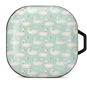 Witte zwanen oordopjes hoesje compatibel met Samsung hard shell beschermhoes zwart-stijl