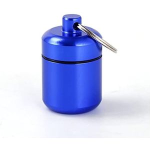 MACIMO Aluminium pillendoosje sleutelhanger outdoor zak pillendoos container draagtas fles hoesje gehoorbescherming oordopjes doos (kleur: blauw)
