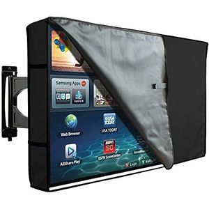 TV-hoes Voor Buiten 22""-65""Flatscreen-beschermhoes Stofdicht Waterbestendig Ingebouwde Zak voor Afstandsbediening Zwart AWSAD (Color : Black, Size : 55-58"")