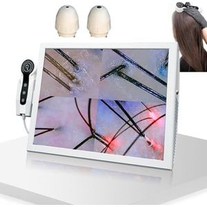 HD Digitale Huid Haar Analyzer - 15 inch Scherm, Hoofdhuid Haar Follikel Huid Haar Detector met Vier-Afbeelding Vergelijking, 200X Vergroting +50X Trispectrum, Afbeeldingen Opslaan