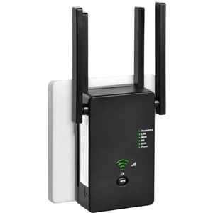 WLAN Repeater WLAN-versterker, 1200 Mbit/s, dual-band 5G & 2,4 G wifi-booster met repeater/router/access point-modus, 4 antennes, wifi-versterker, wifi-range extender met LAN/WAN-poort (zwart)