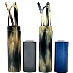 Miyui Japan Blauw licht blokkerende leesbril, smal, kleine buisleesbril, draagbaar, licht, voor mannen en vrouwen, strepen 41as-twins, Chica