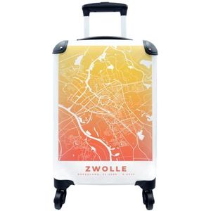 MuchoWow® Koffer - Stadskaart - Zwolle - Nederland - Oranje - Past binnen 55x40x20 cm en 55x35x25 cm - Handbagage - Trolley - Fotokoffer - Cabin Size - Print
