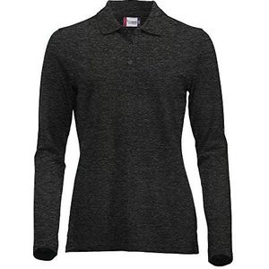 Klassiek poloshirt voor dames met lange mouwen, katoen, moderne pasvorm, 11 levendige kleuren, XS-XXL, antraciet, M