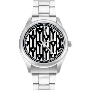 Puerto Rico Vlag Zwart-Wit Klassieke Heren Horloges Voor Vrouwen Casual Mode Zakelijke Jurk Horloge Geschenken