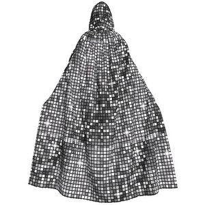 Bxzpzplj Zilveren pailletten sprankelend patroon capuchon mantel voor mannen en vrouwen, carnaval tovenaar kostuum, perfect voor cosplay, 185 cm