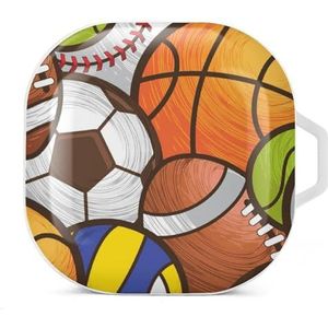 Sport ballen oordopjes hoesje compatibel met Samsung hard shell beschermhoes wit stijl