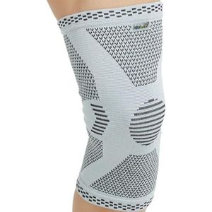 Neotech Care - Kniebandage met bamboevezel, lichtgewicht - comfortabele en ademende stof, elastische brace voor mannen, vrouwen, jongeren (Grijs, 1 Stuk, Maat XL)