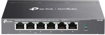 TP-Link - OMADA 6-Poorts Switch - 10/100 MBPS - Desktop - 4-Poorts PoE
