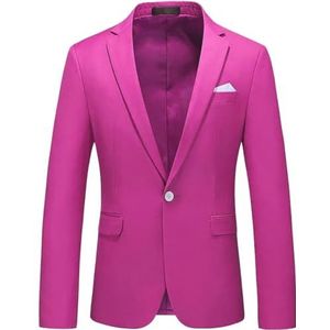 Leader of the Beauty Heren pak blazer slim fit jas prom smoking jas getande revers bruiloft prom smoking, Fuchsia, XS