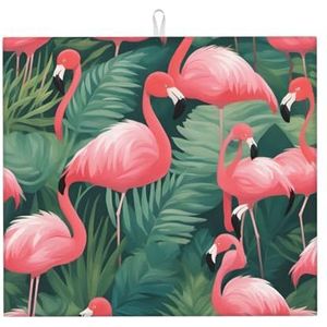 Roze flamingo vetplanten ultrafijne vezel keuken aanrecht absorberende mat, voor verbeterde hygiëne en esthetiek