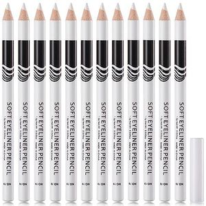 12 stuks witte eyelinerpotloden, professionele langdurige waterdichte witte make-uppotloden, sterk gepigmenteerde binnenste hoek oogmarkeerstift eyeliner potlood witte eyeliner pennensets voor vrouwen