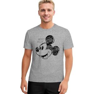Disney Mickey Mouse pyjama voor heren, pyjamaset, korte mouwen, bovendeel met shorts, broek, grijs/zwart, grijs/zwart, L
