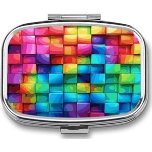 Regenboog Kleur Plaid-png Pillendoos Pil Organizer Pil Case 2 Compartiment Geneeskunde Pil Organizer Kleine Pil Case Pil Container Pil Houder Leuke Pillendoos Mini Pil Case