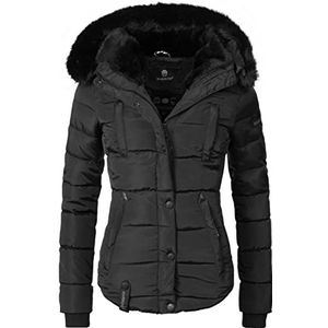 MARIKOO Dames warme winter gewatteerde jas lotusbloesem XS-XXL, zwart, S
