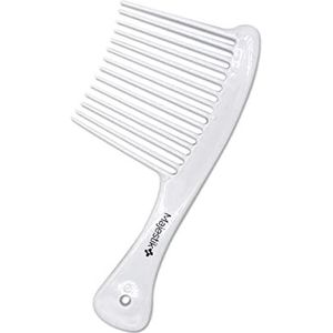 Afro kam doordrenkt met kokosolie - brede tanden hark haarkam voor type 3A tot 4C, dik en krullend haar in wit