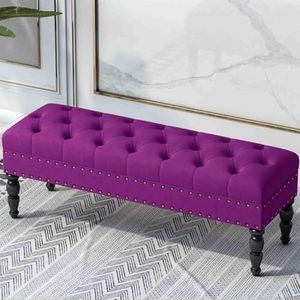 JAVYPPT Ottomans Krukken Woonkamer Verandering Schoen Bank Sofa Kruk Slaapkamer Bed End Kruk Bank Huishoudelijke Voetbank Kledingwinkel Rest Kruk (Paars, 80 * 45 * 40 cm)