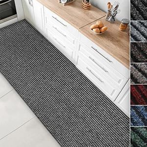 Floordirekt Keukenloper Granada - tapijtloper op maat voor de keuken - breedte: 80 cm - moderne en hoogwaardige woontapijten (grijs, 80 x 500 cm)