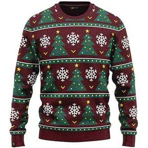 JAP Christmas - Foute Kersttrui - Kersttrui voor Mannen, Vrouwen en Kinderen - Kerstbomen - Rood - 3XL