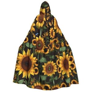 EdWal Zonnebloem Bloemen Vlinders Kunstprint Hooded Robe, Unisex Volwassenen Hooded Mantel, Carnaval Cape voor Halloween Cosplay Kostuums