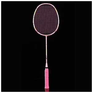Badmintonset 9U 57G Full Carbon Professional Badminton Rackets G5 Ultralight Offensive Racket Padel 30-32LBS Free Strings Badminton Badmintonracket (Size : Pink)