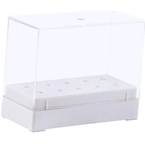 10 Gaten Nail Boren Houder Stand Organizer Case Display Box Wit