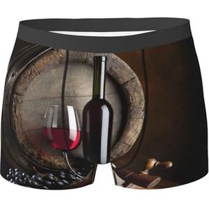 ZJYAGZX Rode Wijn Fles Glas Print Mannen Zachte Boxer Slips Shorts Viscose Trunk Pack Vochtafvoerende Heren Ondergoed, Zwart, M